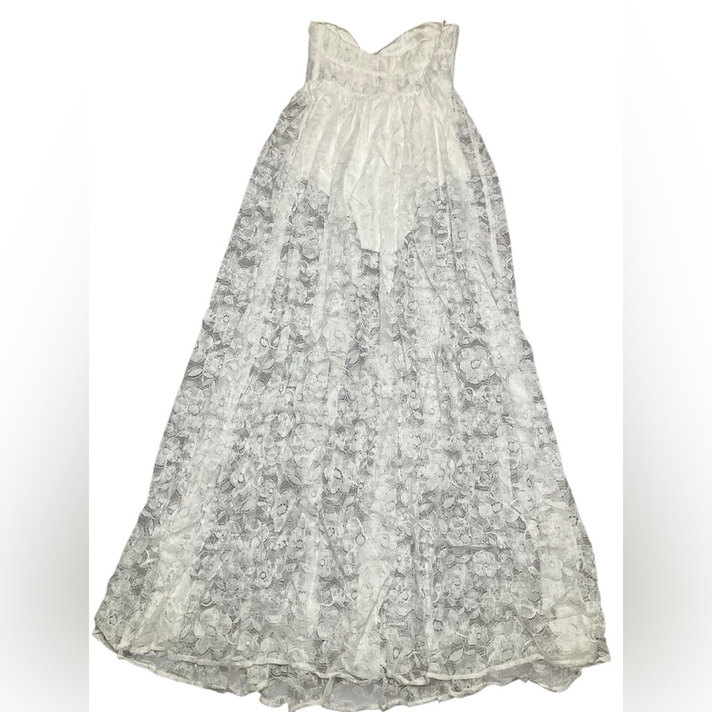 For Love & Lemons Lorena Lace Sheer Maxi Dress White Size Small NWT - Picture 6 of 13